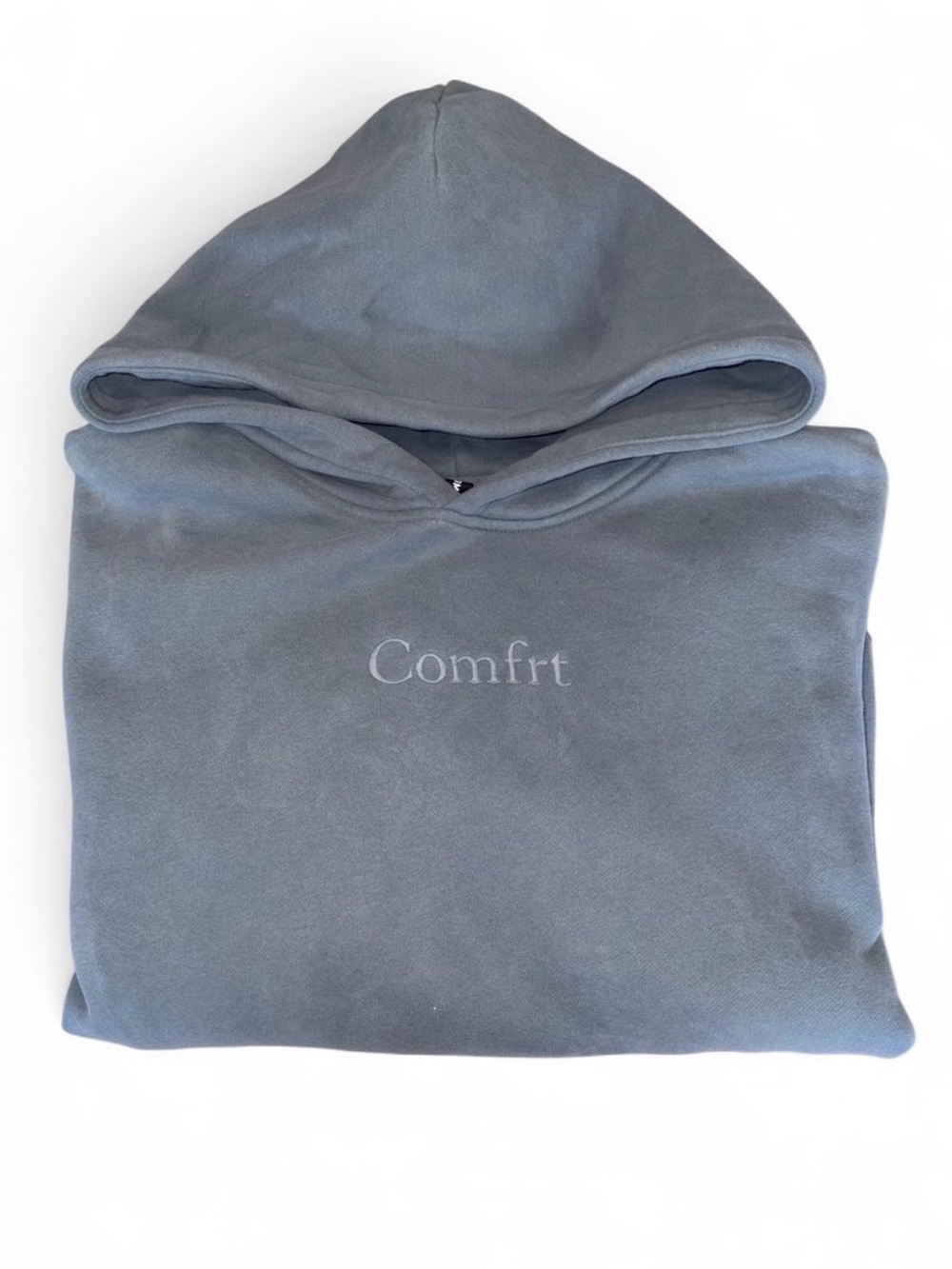 Comfrt Embroidered Slate Blue Hoodie - Men